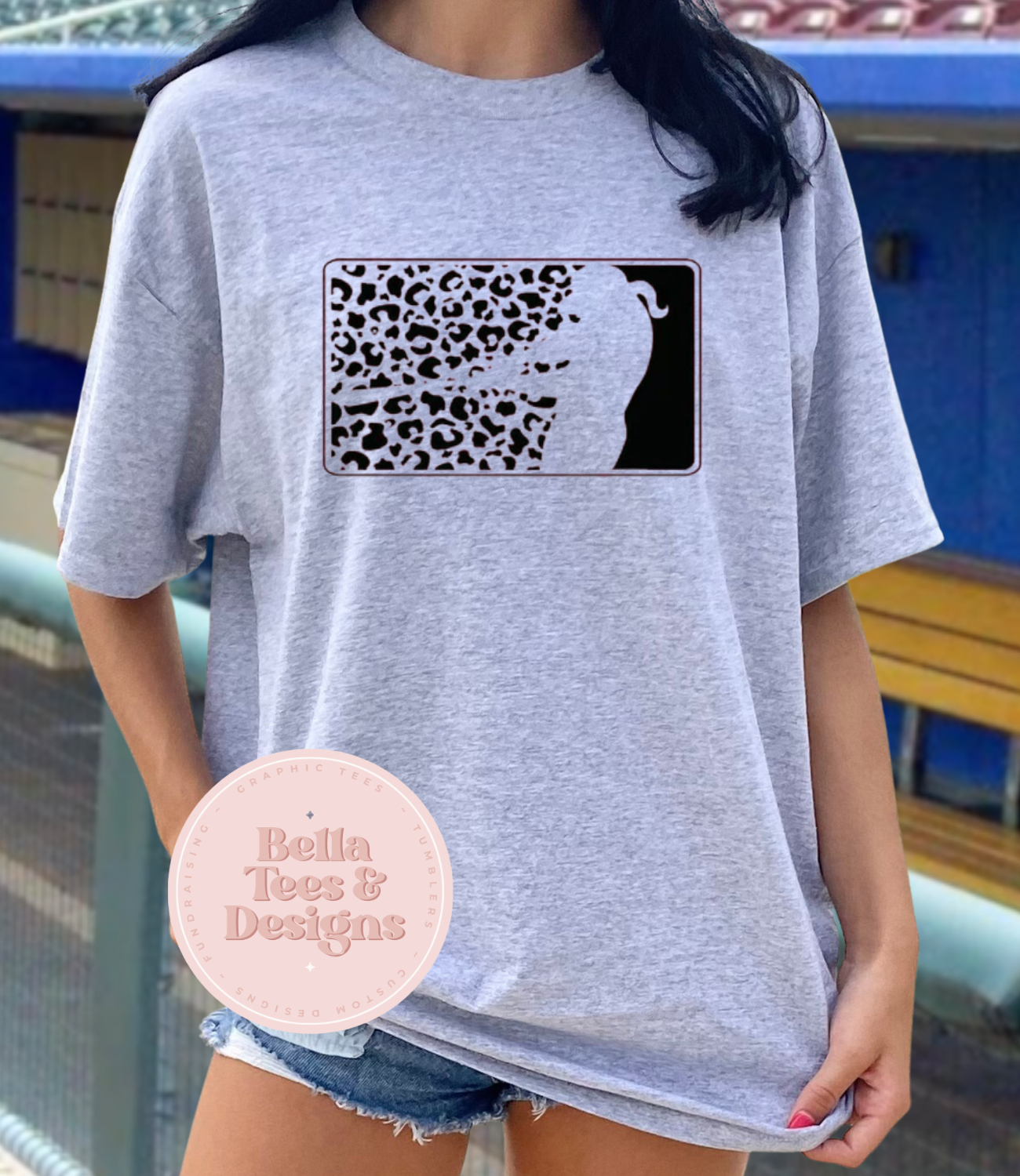 Softball Leopard Silhouette Tee