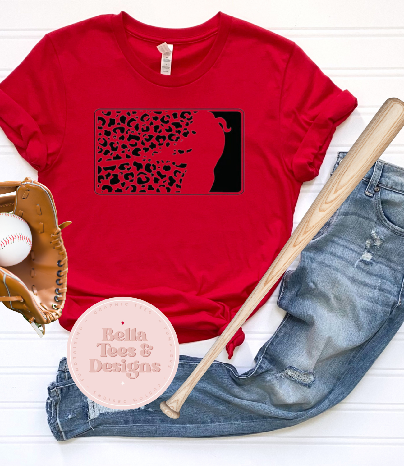 Softball Leopard Silhouette Tee